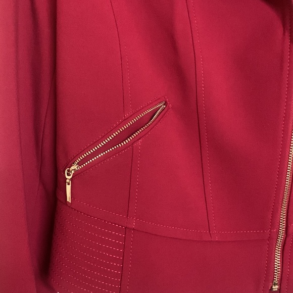 White House Black Market Moto Jacket Wine Red 8 Gold Zipper Lined - Picture 2 of 8